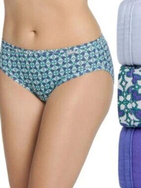 Jockey Elance French Cut Blue / Geo / Purple 3-Pack Women's Underwear Size 9